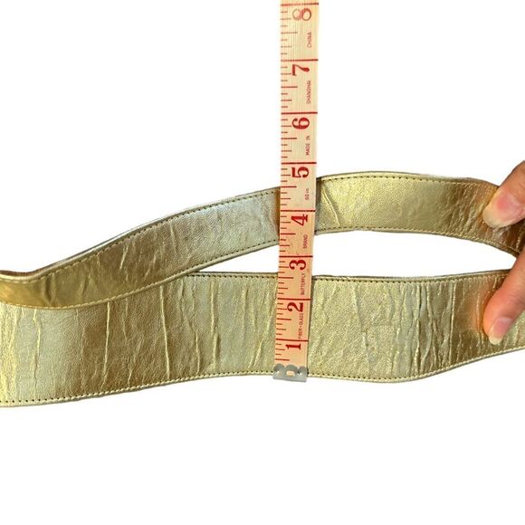 1980s Vintage Karl Lagerfeld Gold Leather Belt Size XS